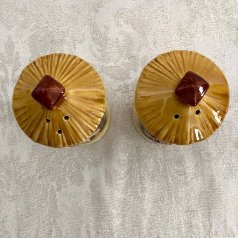 Vintage Ceramic Waterwheel Cottage Salt and Pepper Shaker Set Japan